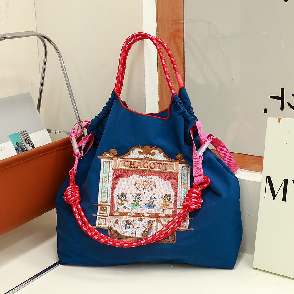 Women's Cartoon Waterproof Nylon Needle Embroidery Fashion Commuter Bags