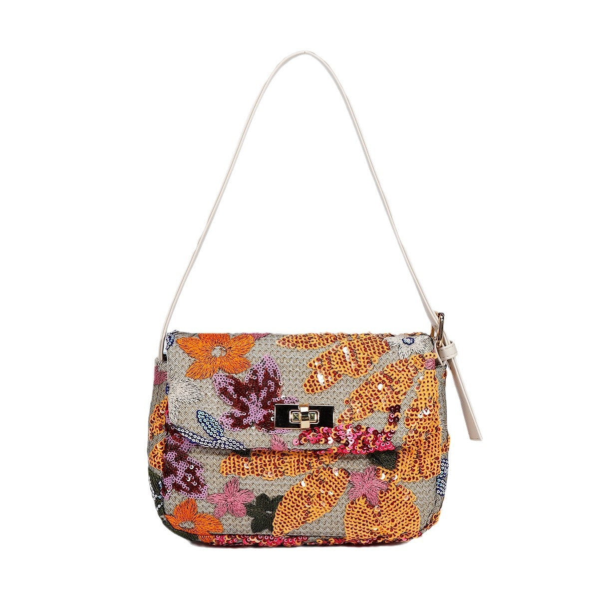 Women's Sequin Embroidery Underarm Summer Straw Woven Armpit Bags