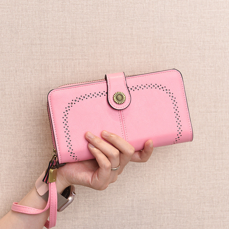 Comfortable Charming Hollow Long Zipper Lady's Handbags