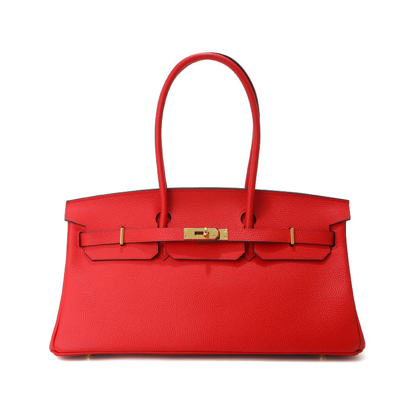 Women's Horizontal Top Layer Cowhide Leather Large Capacity Women's Handbag