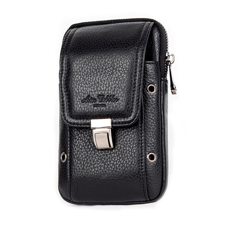 Men's Multifunctional First Layer Cowhide Embossed Iris Phone Bags
