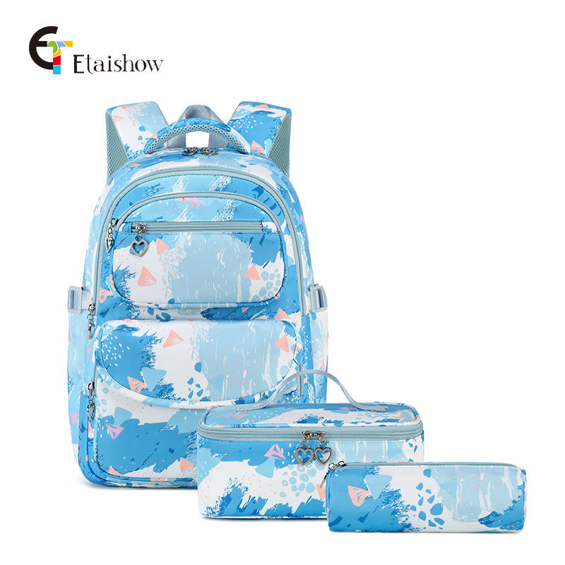 Printed Three-piece Set Clear Sweet Fashion Elementary School Students' Schoolbags