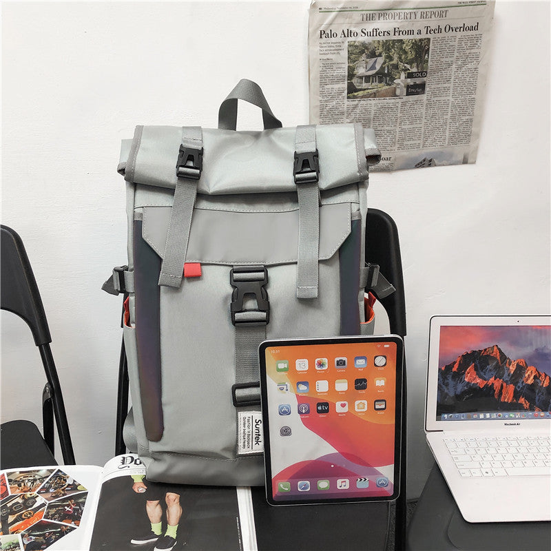 Stripe Korean Style Large Capacity Scalable Backpacks