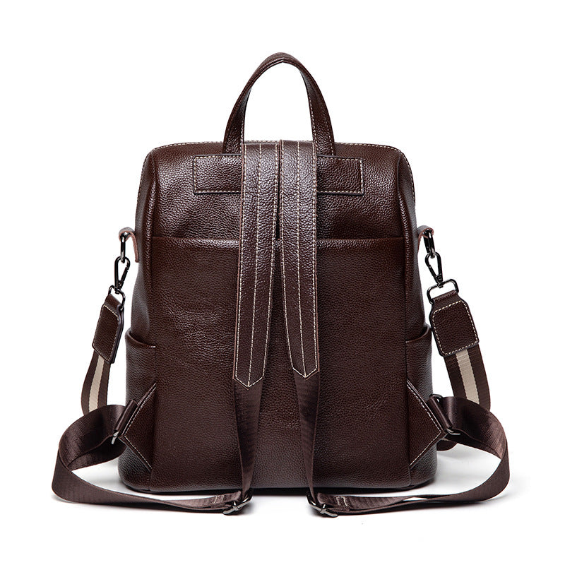 Women's Leather Korean Fashionable Large Capacity Backpacks