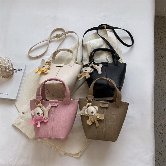 Women's Classic Solid Color Lychee Pattern Commuter Crossbody Bags