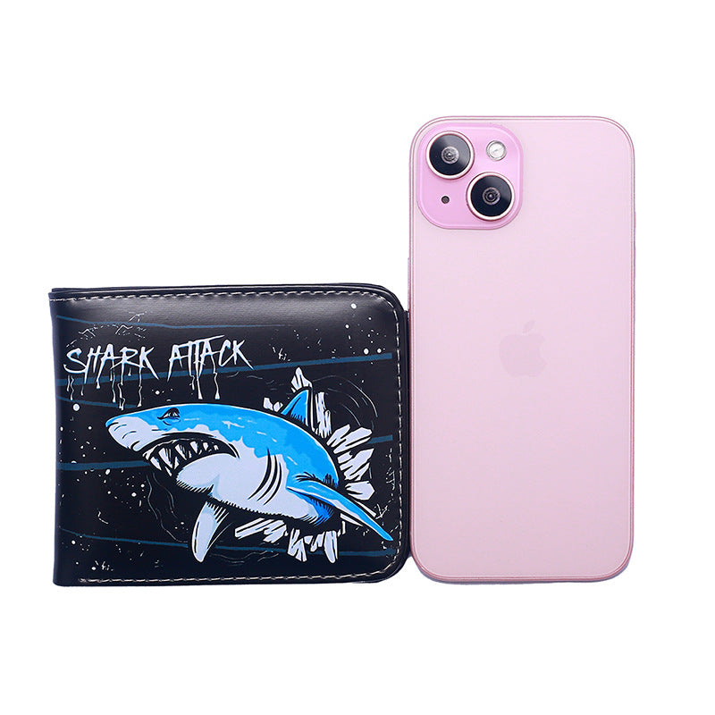 Women's & Men's Shark Short Vintage Animal Print Zipper Coin Purses