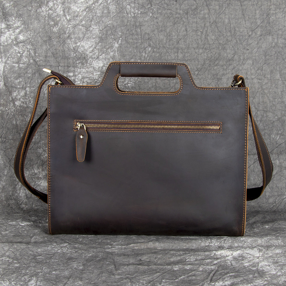 Men's Crazy Horse Leather Portable Horizontal Retro Men's Shoulder Bags