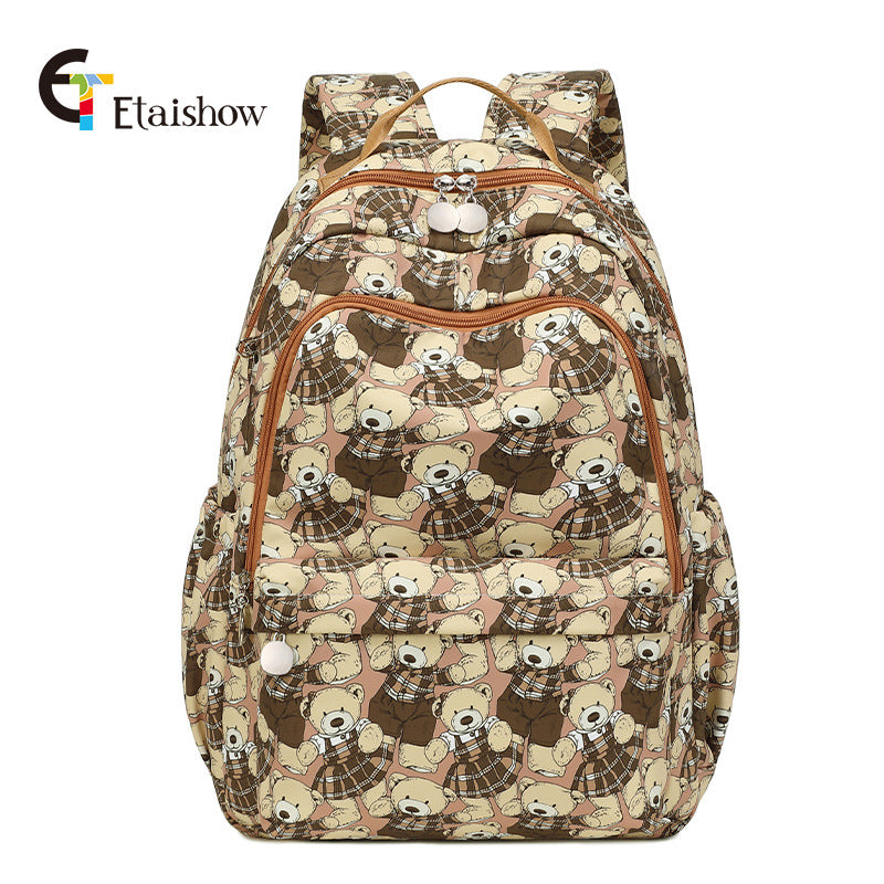 Women's For Junior Cute Cat Print Large Backpacks