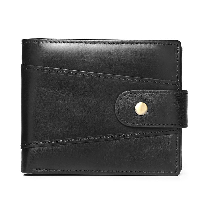Men's Leather Short Large Capacity Cattlehide Retro Men's Wallets