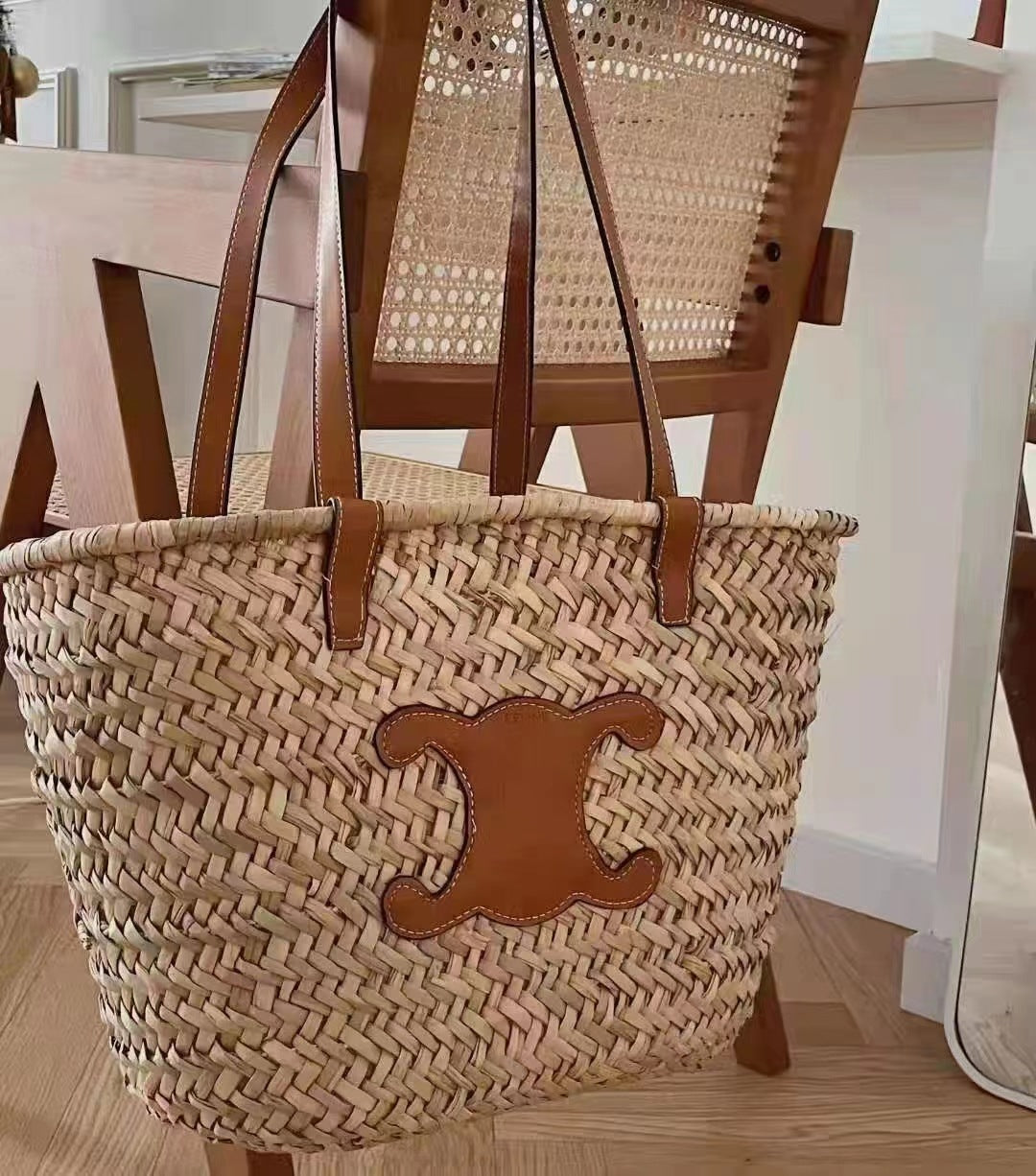 Women's Grass Oblique Knitting Craft Fashion Palm Shoulder Bags