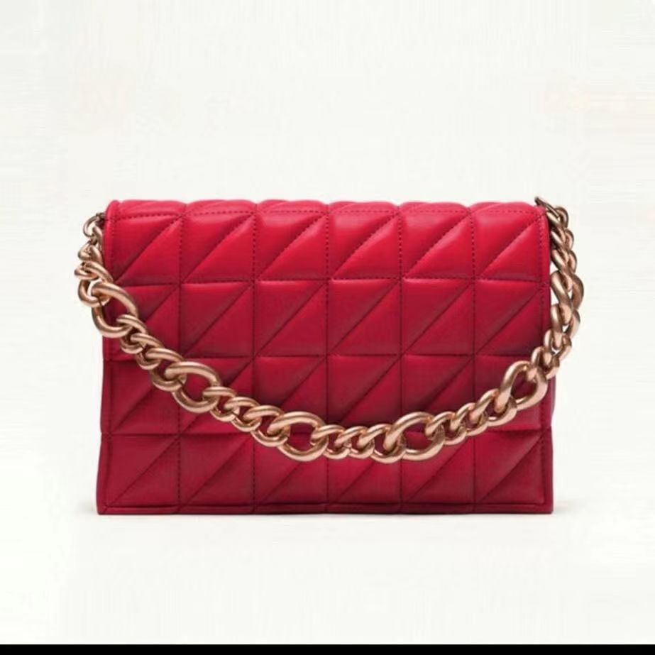 Check Thick Chain Quilted Rice Word Crossbody Bags