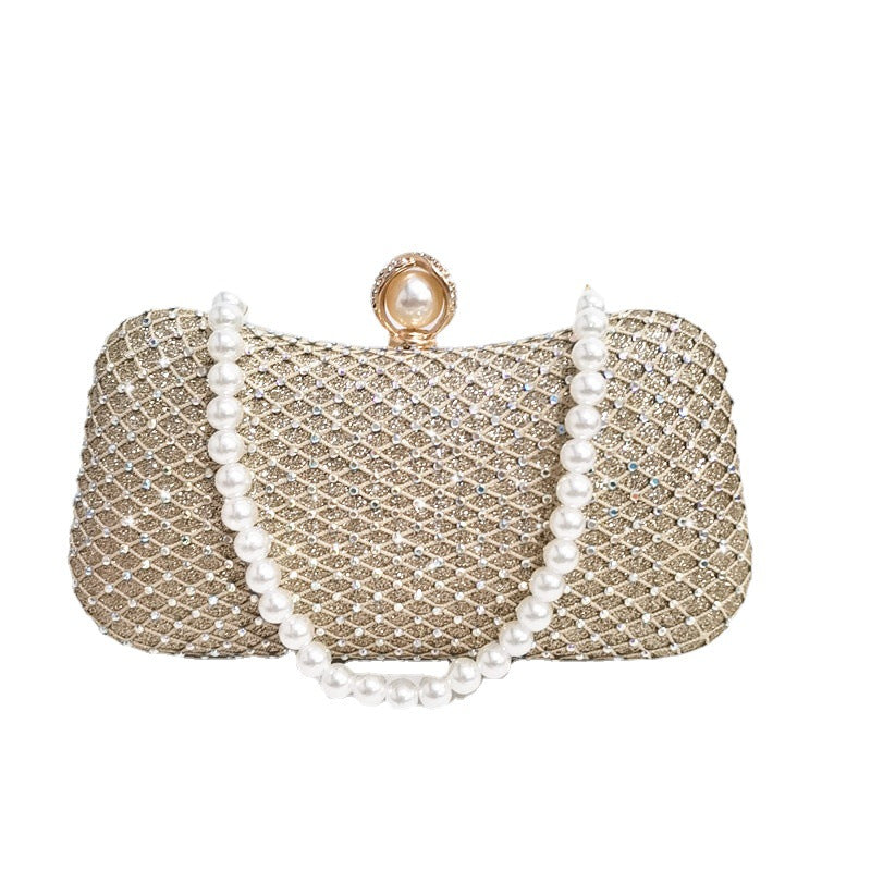 Diamond Pearl Pillow-shaped Net Shiny Dress Dinner Evening Bags