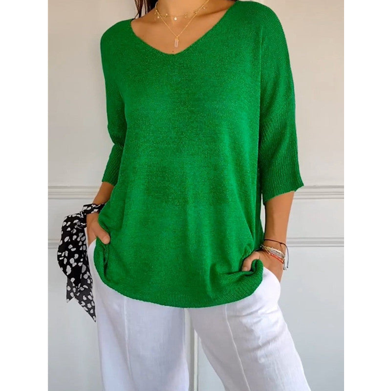 Women's Basic Style Slimming Sleeve Solid Color Sweaters