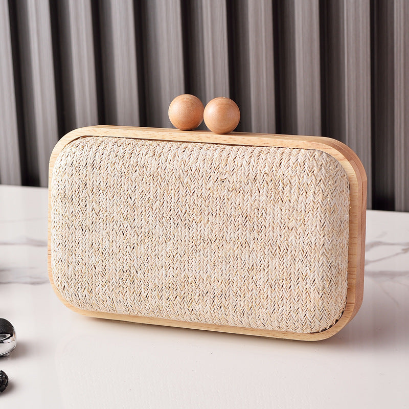 Frame Dinner Woven Fabric Clutch Daily Evening Bags
