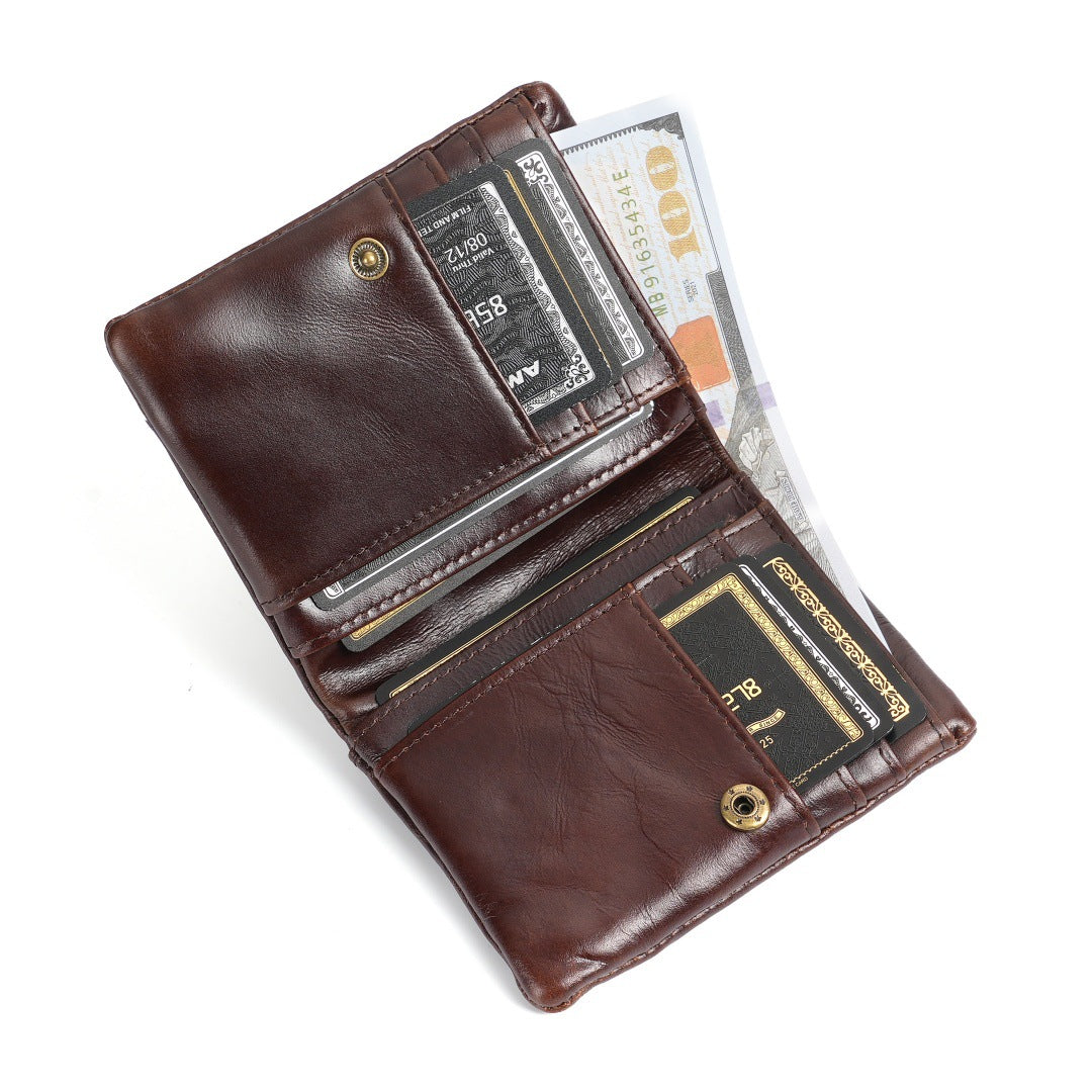 Men's Cowhide Genuine Leather Short Top Layer Men's Wallet