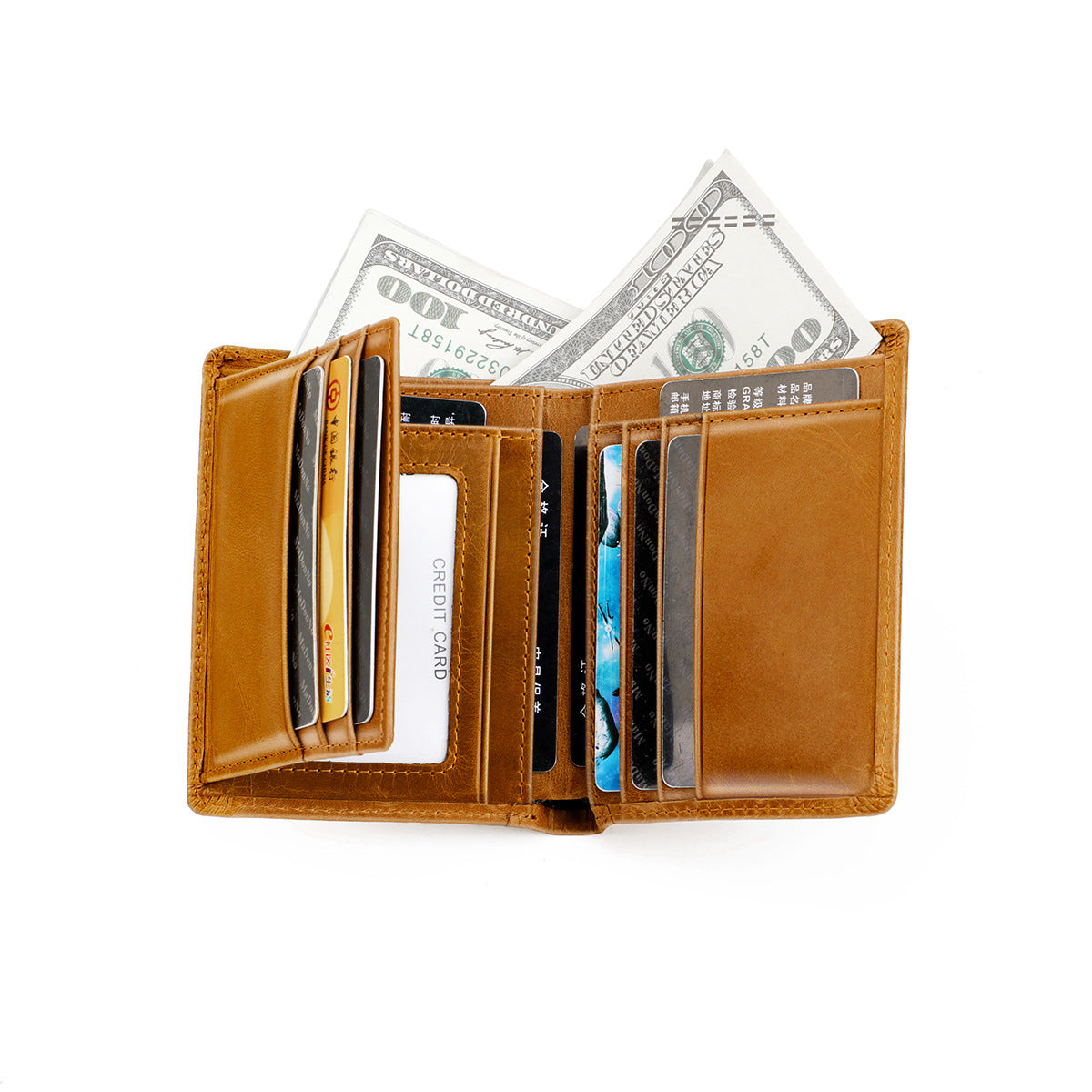 Men's Cowhide Multiple Slots Genuine Leather Cover Men's Wallets