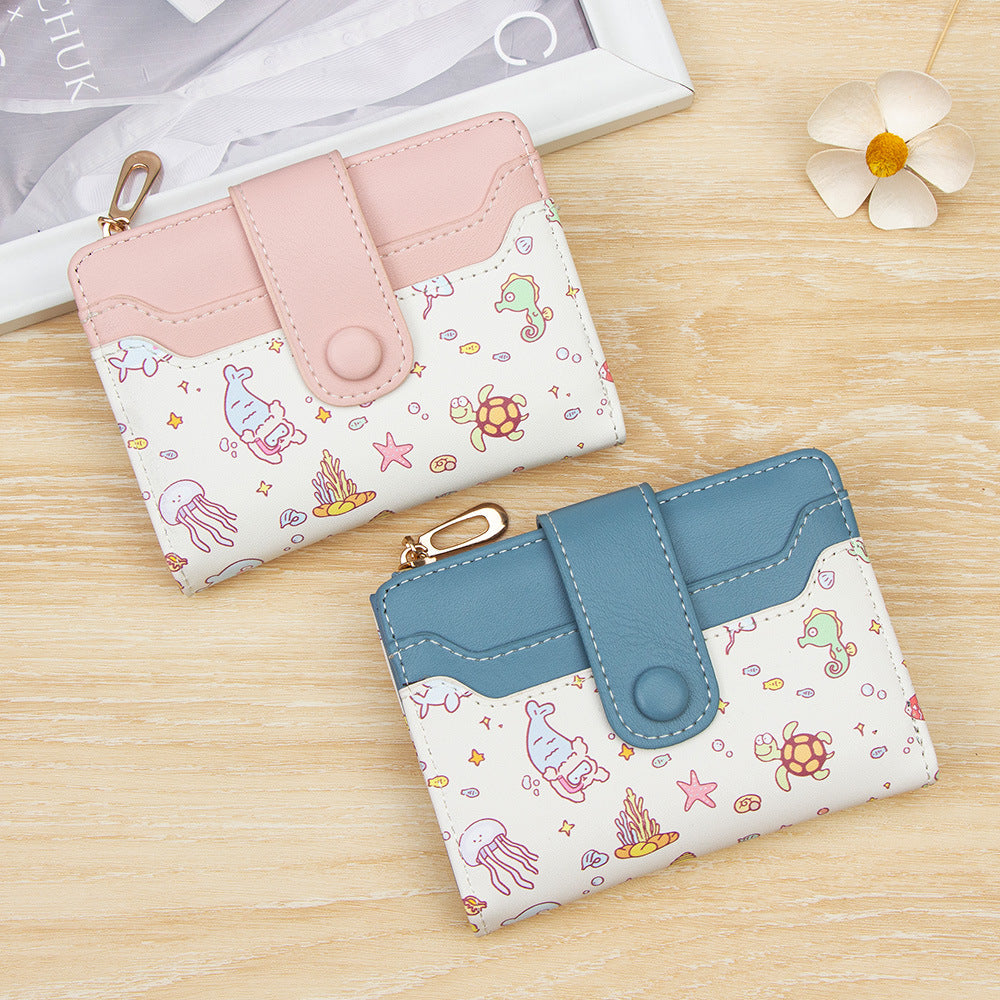 Attractive Style Cute Cartoon Short Zipper Coin Purses
