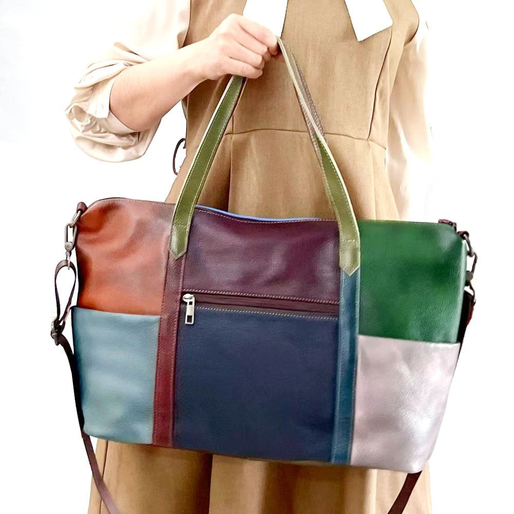 Women's Rub Colored Cowhide Large Capacity Leather Women's Messenger Bag