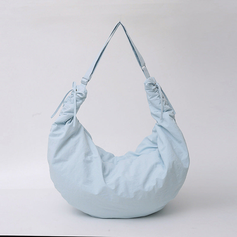 Women's Niche Pleated Crescent Hobo Simple Croissant Tote Bags
