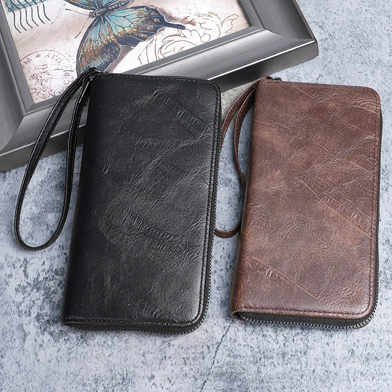 Men's Long Zipper Mobile Soft Thin Business Men's Wallet