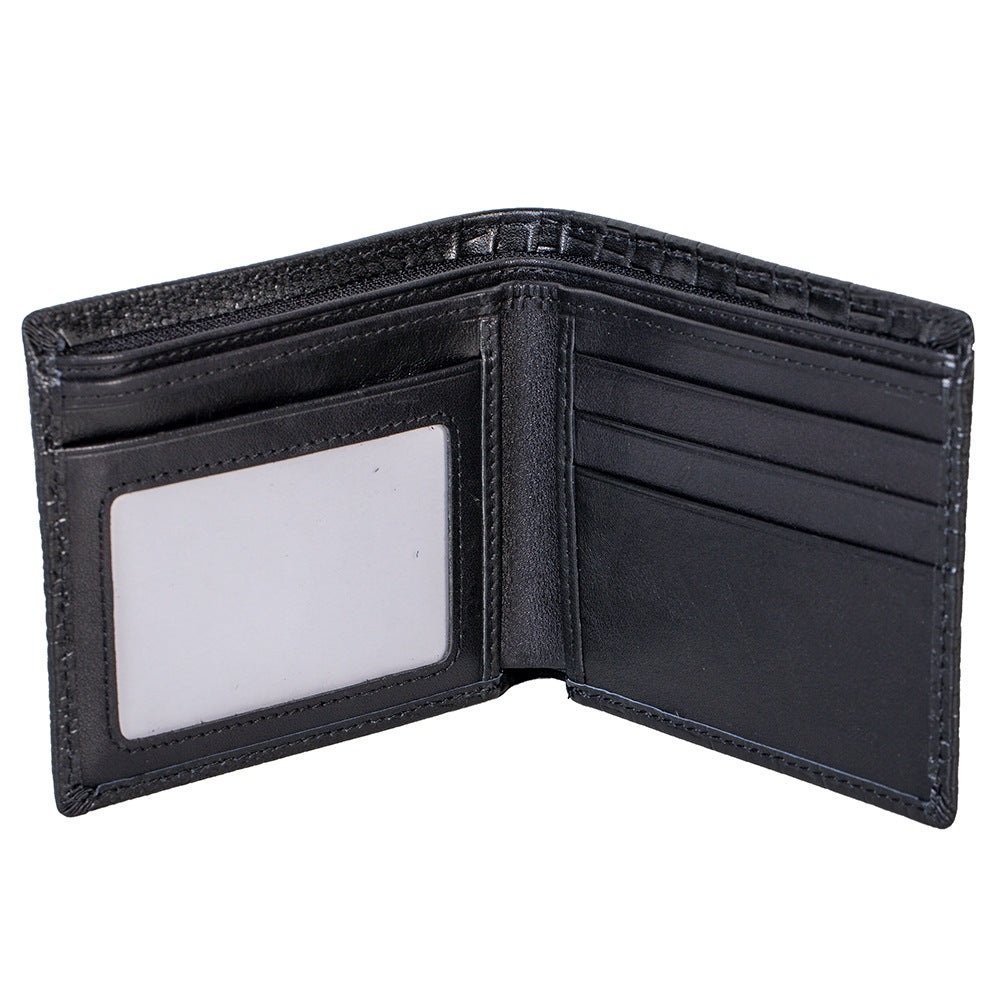 Embossed Leather For Man Horizontal Vertical Crocodile Head Textured Men's Wallet