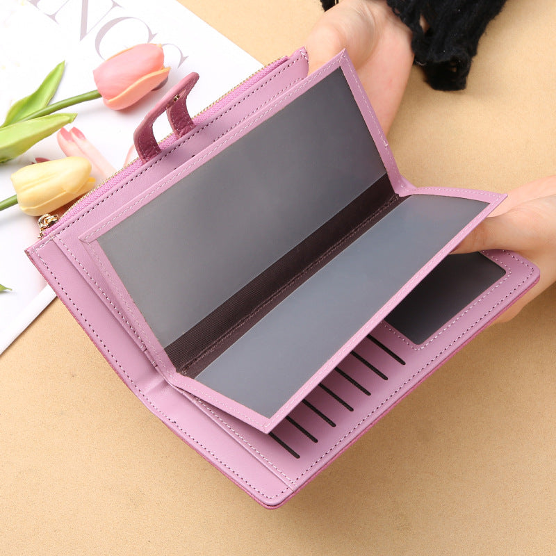 Women's Long Multiple Slots Single Zipper Ladies Wallet