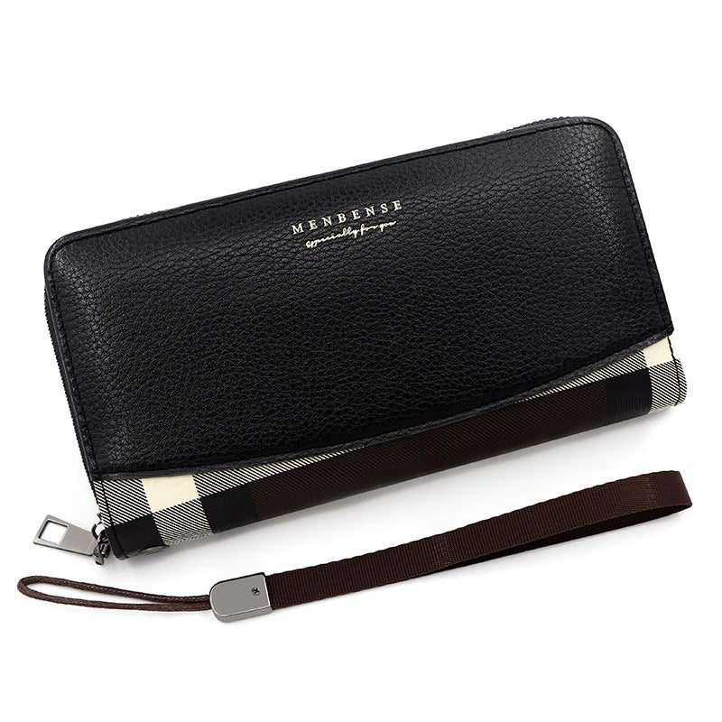 Men's Stitching Long Zipper Boutique Large Capacity Multi Men's Wallet