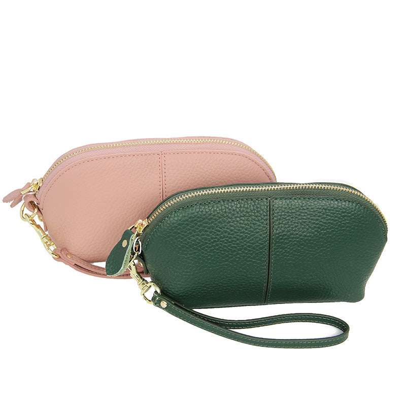 Women's Cowhide Long Fashion Large Capacity Genuine Leather Shell Clutch High Bags