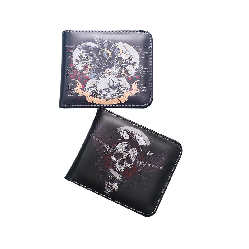 Men's Simple Short Skull Lady's Vintage Printed Purses