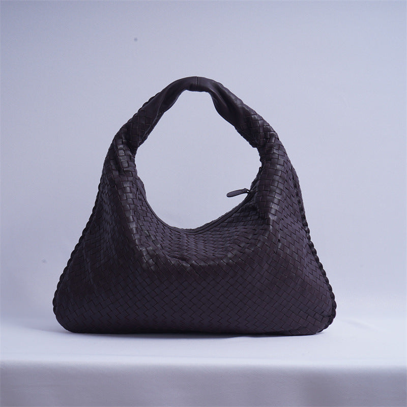 Women's Handmade Sheepskin Woven Fashion Leather Pillow Crossbody Bags