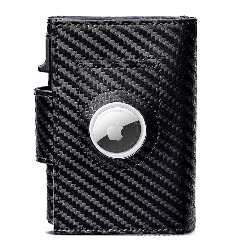 Men's Automatic Pop-up Tracking Clamp Genuine Leather Cassette Card Holder