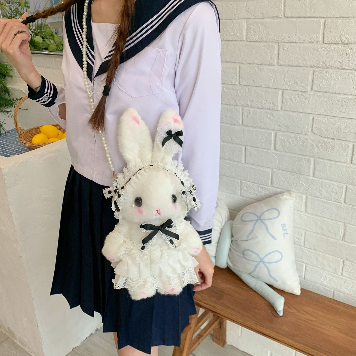 Series Doll Rabbit Pattern Handmade Bow Women's Messenger Bag