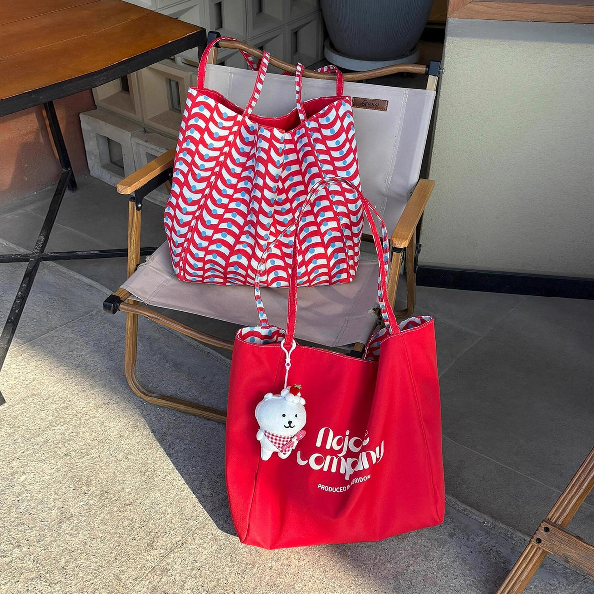 Women's Style Red Plaid Canvas Large Capacity Letter Double-sided Bags