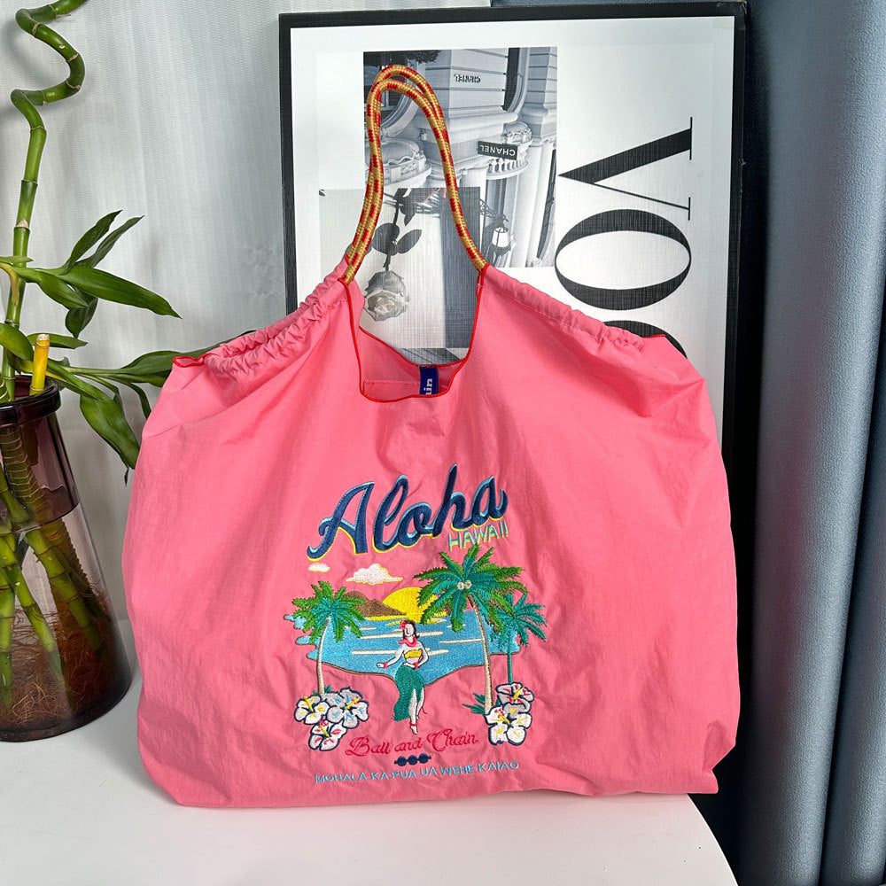 Hawaiian Embroidery Shopping Large Capacity Nylon Women's Handbag