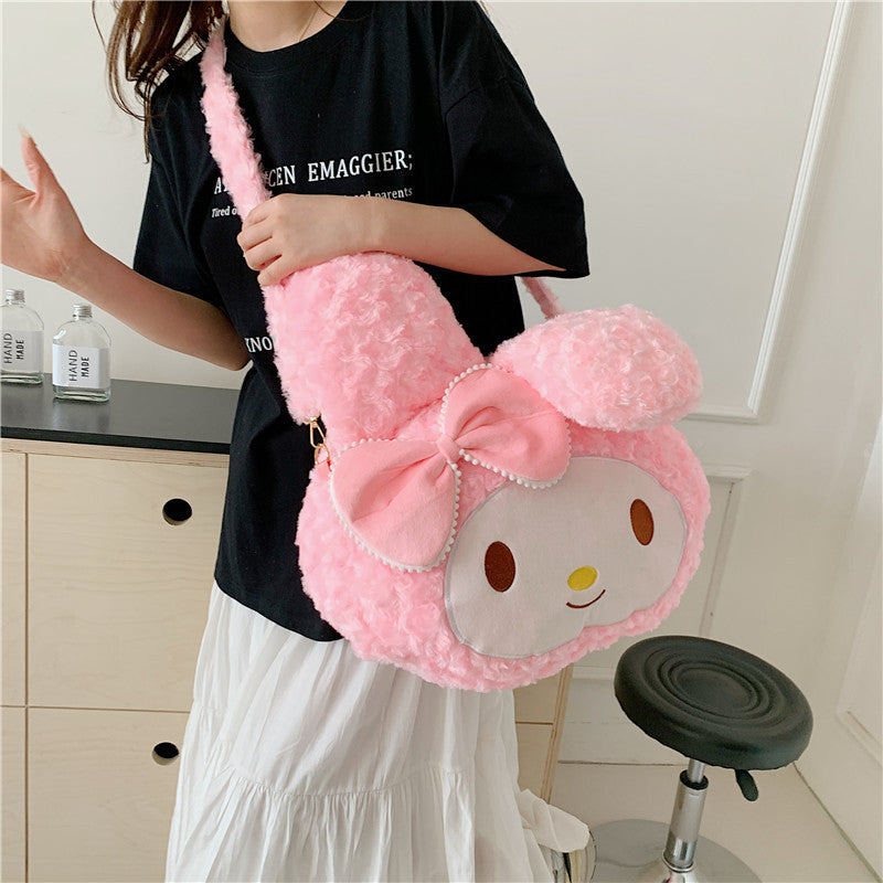 Women's Plush Kitty Big Face Cute Clow Women's Messenger Bag