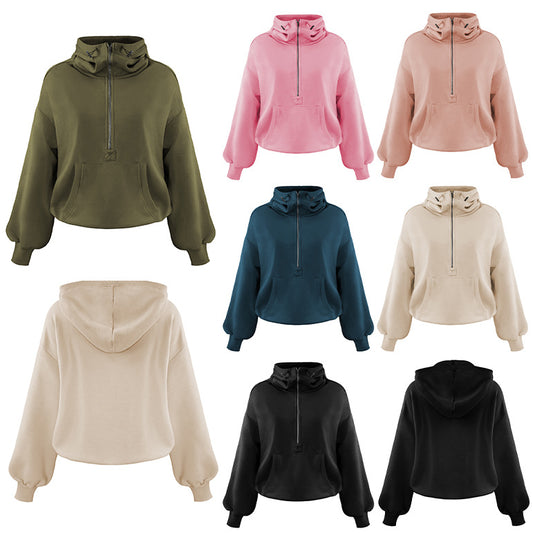 Women's Hooded Tide Sports Hoodie Zipper Drawstring Sweaters
