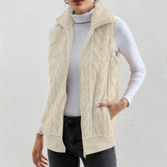 Women's Waistcoat Plaid Comfortable Veet Stand Collar Vests