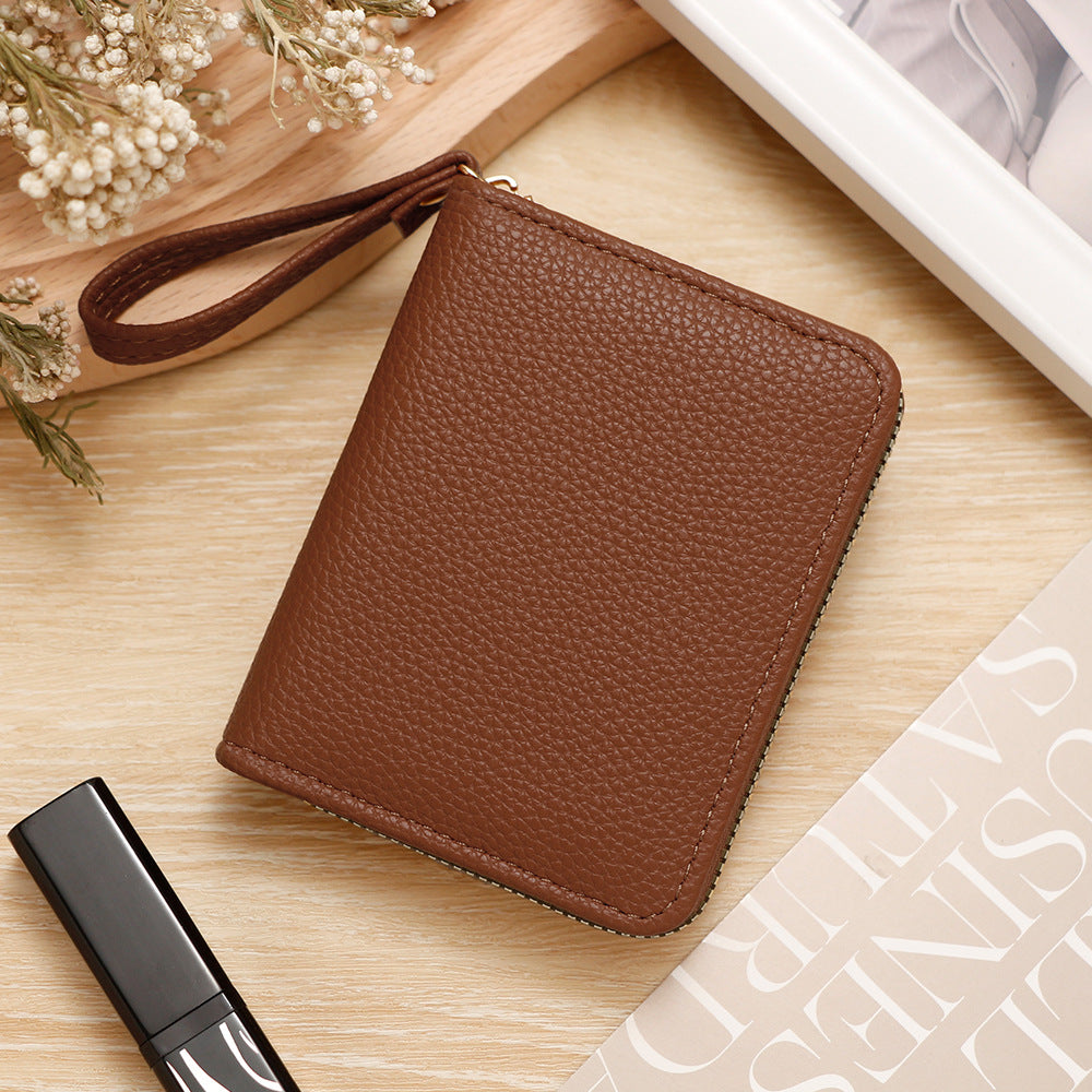 Women's Solid Color Lychee Pattern Large Capacity Ladies Wallet