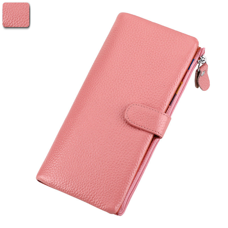 Women's Elegant Long First Layer Cowhide Ladies Wallets