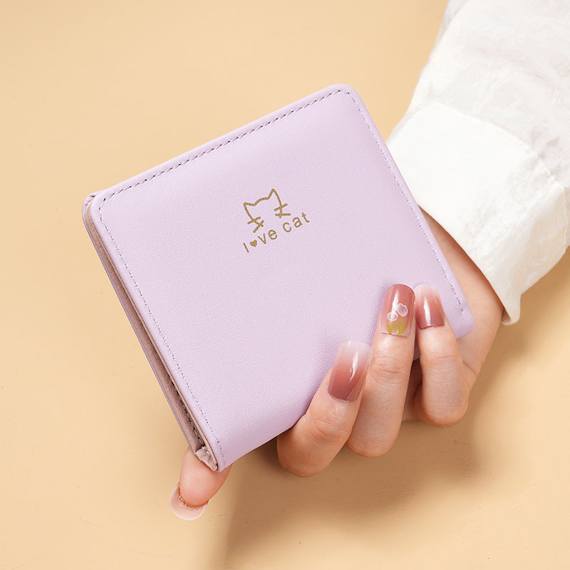 Women's Short Cute Fresh Female Two Fold Ladies Wallet