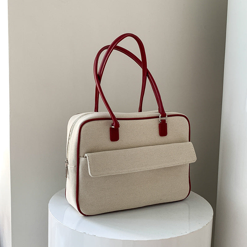 Women's Color Matching Large Capacity Retro Fashion Handbags