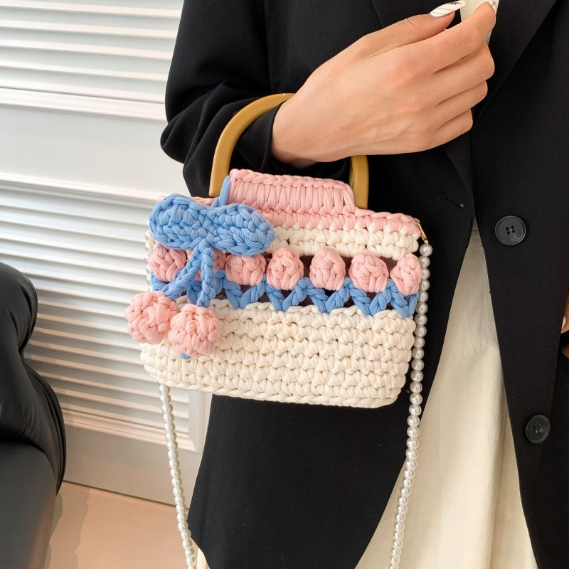 Tulip Hand-woven Homemade Strip Thread Material Finished For Women's Handbag