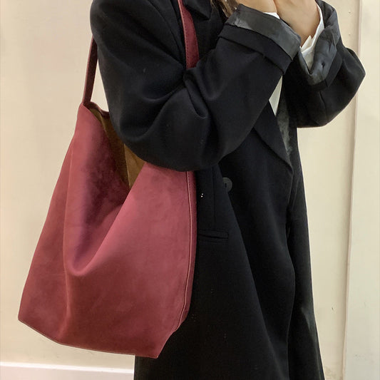 Women's Suede For Idle Style Cowhide Leather Handbags