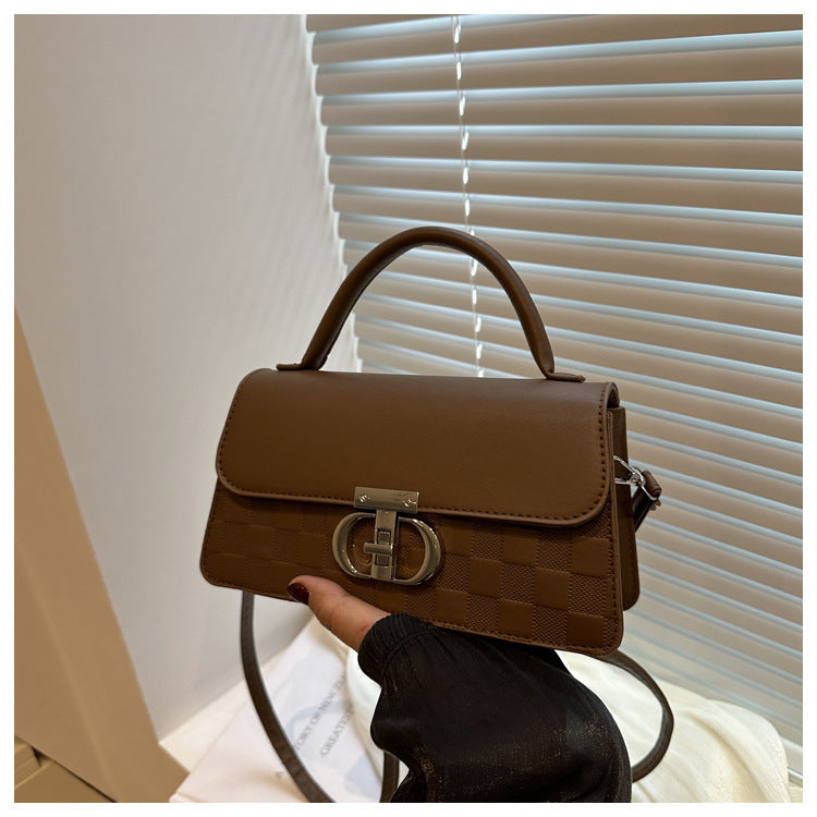 Textured Solid Color Retro Lady Temperament Commuter Women's Shoulder Bag