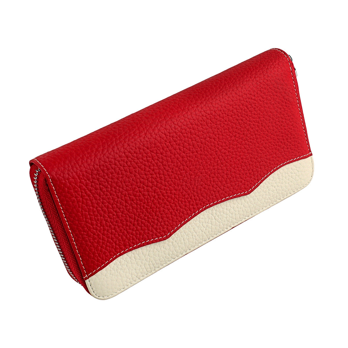 Passport Style First Layer Long Cowhide Ladies Wallet