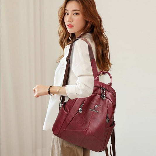Women's & Men's & Can Be Used Version Fashion Soft Leather Backpacks