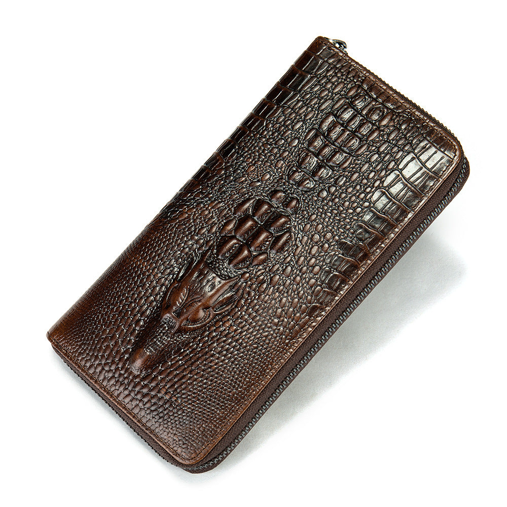 Men's Pattern Leather Long First Layer Cowhide Multiple Men's Wallets