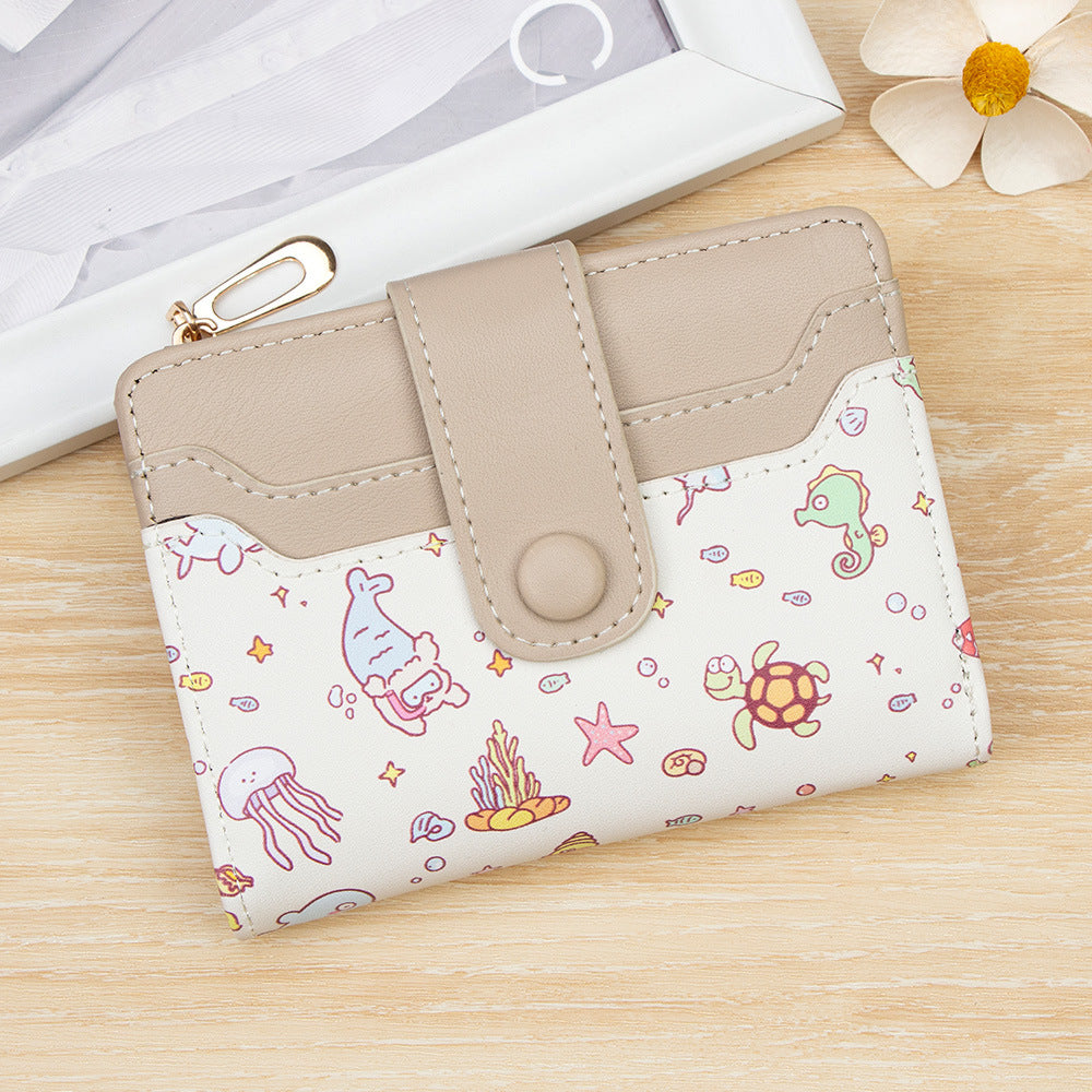 Attractive Style Cute Cartoon Short Zipper Coin Purses