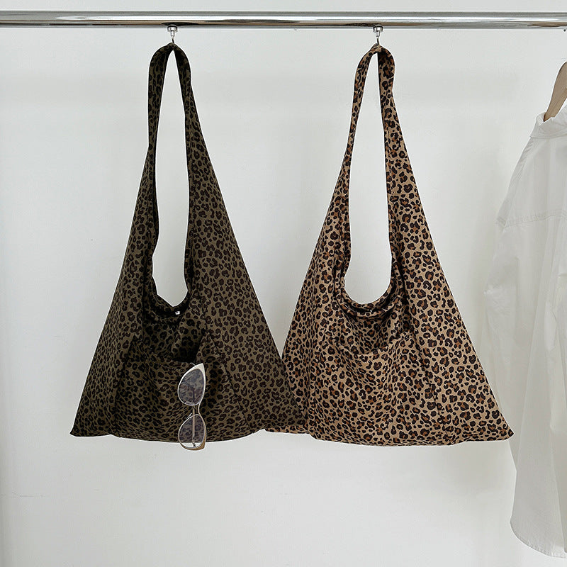 Autumn Retro Leopard Print Fashion Versatile Canvas Large Bags