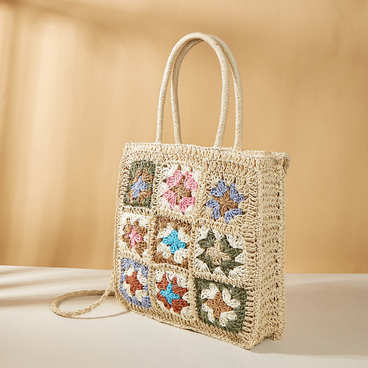 Women's Straw Flower Beach Ethnic Style Hand Shoulder Bags